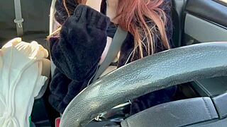 italian milf artemisia love flashes big nipples and tits on solo car ride