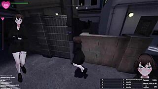 Exhibitionist anime girl in store flashes her huge tits and squirts everywhere during public monster cock banging