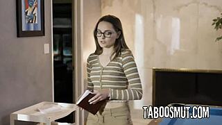 Star quarterback bends virgin brunette reporter over for deepthroat and rough doggystyle pounding.