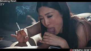 ASIAN JAPANESE SLUT GOES FERAL SMOKING CIGARETTE ON COCK!!