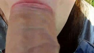 Who takes this outdoor blowjob creampie from big cock pounding?