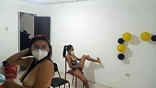 Hot stepsisters flash natural tits in seductive homemade tease