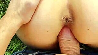 Who takes this outdoor blowjob creampie from big cock pounding?