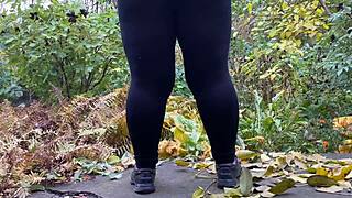 Hot Mature BBW in Leggings Pees Bent Over Doggystyle with Huge Curves