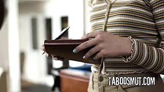 Star quarterback bends virgin brunette reporter over for deepthroat and rough doggystyle pounding.