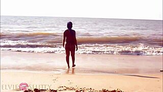 ebony thot twerks her big ass naked on beach requesting dick during horny exercises part whatever