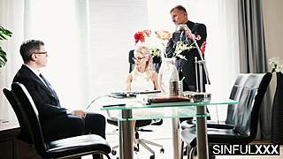 Karina King from HR hides dirty office secret bending over for George Uhl cock