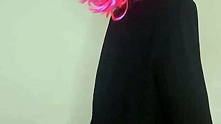 next door housewife in kitty mask and corset flashes natural big tits with toys on bed