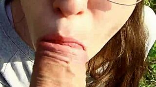 Who takes this outdoor blowjob creampie from big cock pounding?