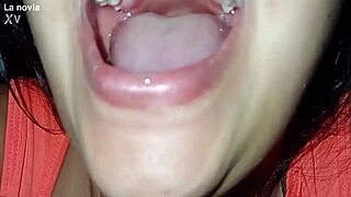 close-up blowjob makes you feel her deepthroat gagging on huge cock she swallows every drop for valentine's gift