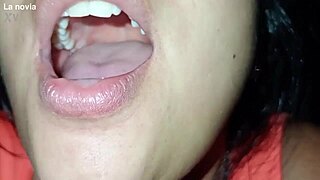 close-up blowjob makes you feel her deepthroat gagging on huge cock she swallows every drop for valentine's gift