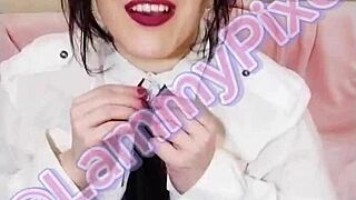 lammy pixel struts in sexy miniskirt stockings for teacher roleplay fun