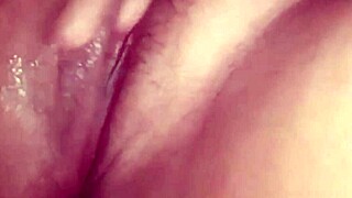 Tiny phimosis cock handjobs cum hard on girlfriend's wet pussy