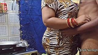 horny stepmom bent over kitchen counter for stepson pounding