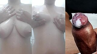 Tiny phimosis cock handjobs cum hard on girlfriend's wet pussy