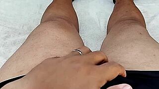 Tiny phimosis cock handjobs cum hard on girlfriend's wet pussy