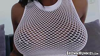 chocolate babe with big ass n tits bends for monster black cock pounding