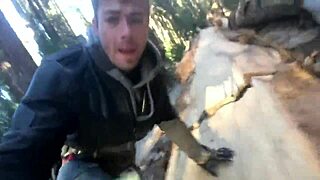 Imagine pounding big natural tits blonde's pussy with huge cock outdoors on sequoias trail pov public