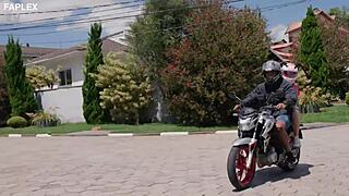 Kali rides biker outside?