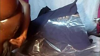 ebony curves tease solo in dorm lingerie, what secrets hide underneath?