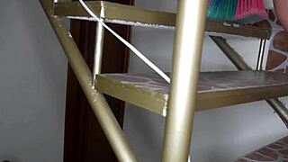 horny stepdaughter climbs stairs daddy surprises tight pussy missionary creampie rough moan