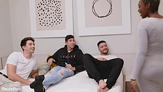 ebony roommate craves spanish brothers party with big cocks and wet fun