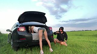 i get so horny fucking this skinny blonde teen pussy outside