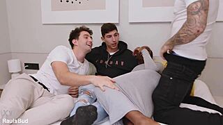 ebony roommate craves spanish brothers party with big cocks and wet fun