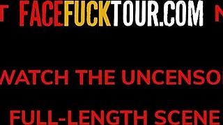 submissive latina chokes gagging on monster cock in brutal face fuck