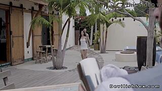 Lumi Ray's shaved pussy licked deep then banged hard by monster cock