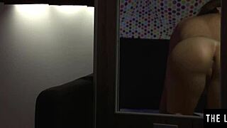 Petite babe fingers pussy watching mirror reflection