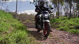 Kali rides biker outside?