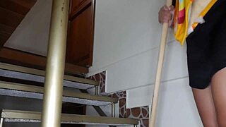 horny stepdaughter climbs stairs daddy surprises tight pussy missionary creampie rough moan