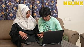 stepbrother catches hijab girl in her private touch moment