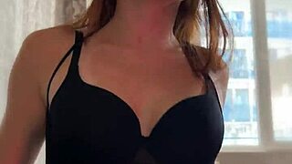 redhead slut in heels rides cock with pantyhose legs