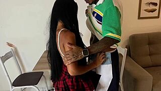 he ditches studying to fuck his buddy's tight teen brazilian ass hard