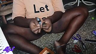 New Ebony Model's Juicy Shaved Pussy Seduction In Bedroom!