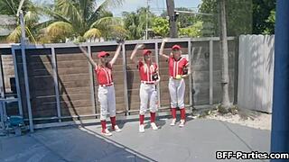 imagine pov home run foursome banging these baseball uniform teen besties hardcore 😏⚾🍆