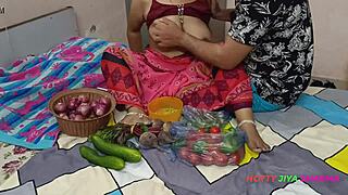 Desi Bhabhi Forced Fucked By Customer While Selling Veggies Closeup