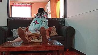 kelly rides stepson cock hard while cuckold cooks dinner