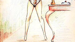 vintage retro drawings showcase hairy erotic scenes from antique era