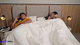 cuckold wife sneaks max betancur's cock next to clueless husband luna vitaler rides hard