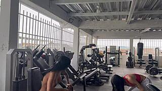 my transgender trainer may hernandez gropes my naked ass and tits during nude squats session