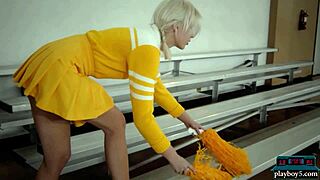 oh man i can't believe lennon elizabeth the petite blonde milf cheer bombshell is strippin on the bball court