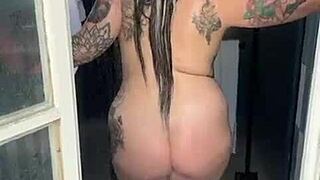 alina the sexy tattooed blonde modelista takes a very clean shower