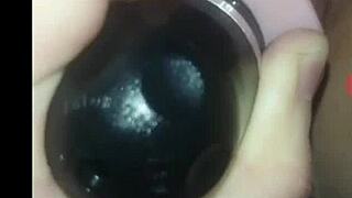 my wife stretches her tight pussy wide open with that massive 10 inch dildo part two