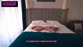 stepsons sees stepmom masturbate hotel bed so fucks her rough quickie