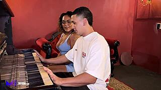 bbw piano teacher carla morelli removes max betancur's condom for raw rough fucking session