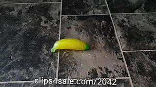 barefoot femdom banana toy trample domination 🔥🍌