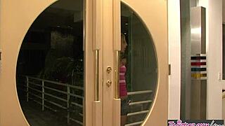 scott lyons' babysitter chastity lynn teases nipples in solo orgasm masturbation show